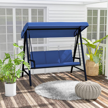 Outsunny 3-Seat Outdoor Porch Swing, Patio Swing Chair with Adjustable Canopy, Removable Cushions for Garden, Backyard, and Poolside, Beige