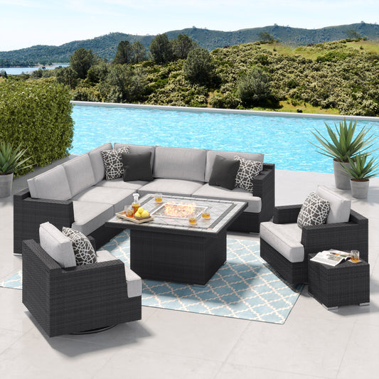 Sirio Niko 9-piece Fire Outdoor Patio Seating Set