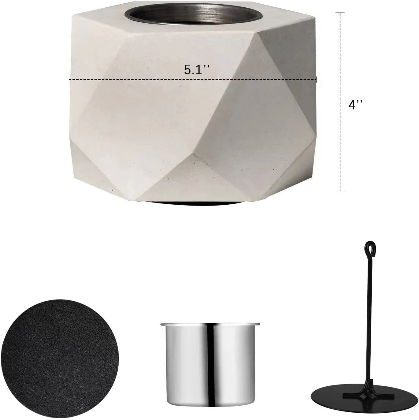 Table Top Fire Pit, GAITON Portable Concrete Mini Fire Pit Bowl Tabletop Smores Maker Alcohol Fireplace with Lid for Patio Backyard