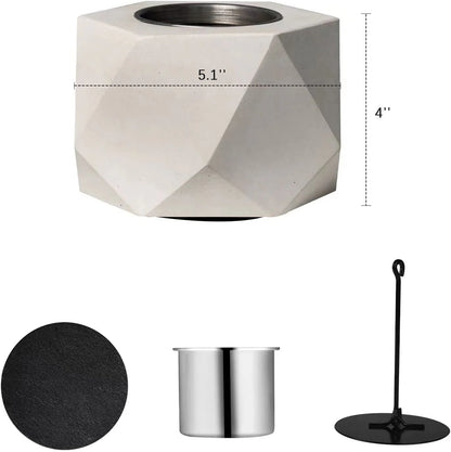 Table Top Fire Pit, GAITON Portable Concrete Mini Fire Pit Bowl Tabletop Smores Maker Alcohol Fireplace with Lid for Patio Backyard