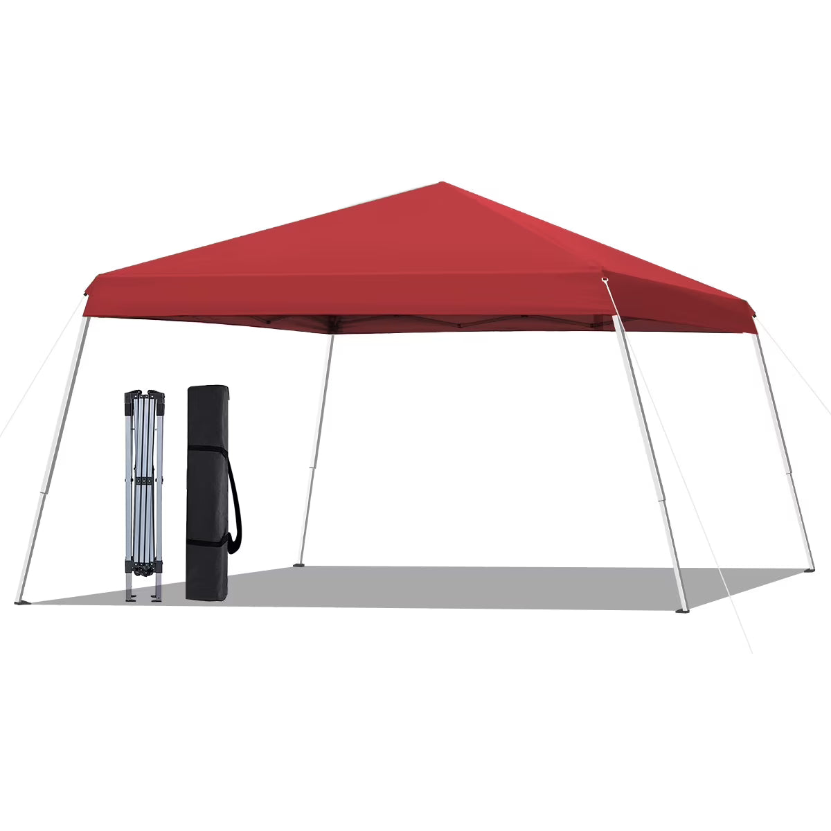 10x10 Pop Up Canopy Tent With Durable Silver Coated Cover And Adjustable Slant Legs, Easy Setup Outdoor Patio Instant Sun Shelter - Blue, Included 1 x Storage Carry Bag, 4 x Guylines, 8 x Stakes