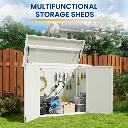 ECOPATIO Outdoor Storage Shed 41 Cu Ft Weather Resistant Resin with Floor Gray