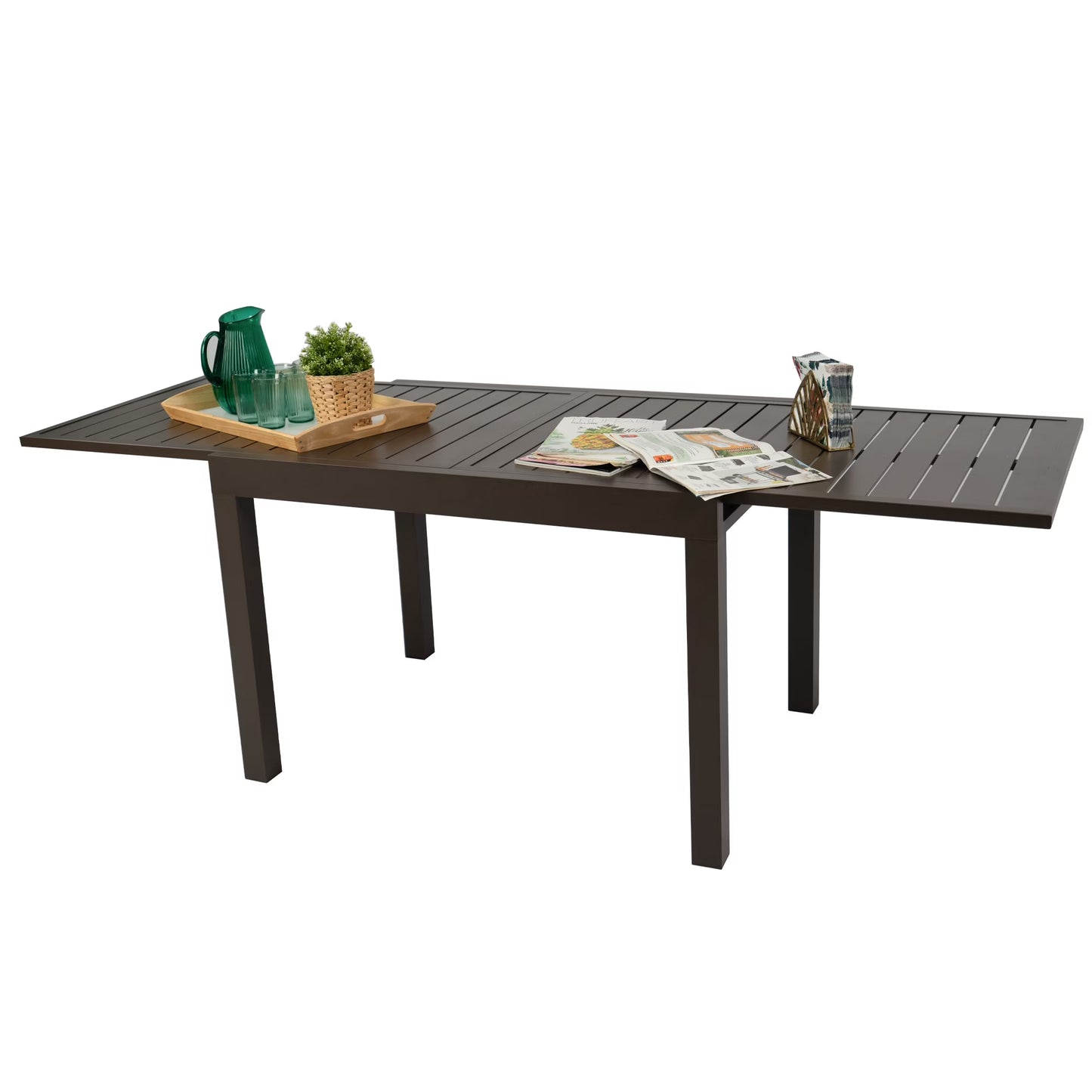 Kozyard Villa Outdoor Patio Metal Slate and Aluminum Rectangle Dining Table ( Gray )