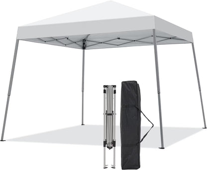 Canopy Tent, 10X10 FT Pop Up Canopy Outdoor Instant Tent Slant Legs with Carrying Bag, Portable Gazebo Shelter for Patio Deck Garden and Beach - 8X8 FT Canopy Cover (Dark Blue)