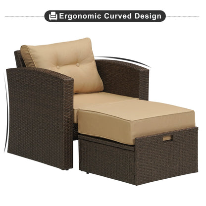 Superjoe 10 Pcs Patio Wicker Furniture Set Aluminum Frame Outdoor Sectional Conversation Sofa with Storage Box and Coffee Table,Beige