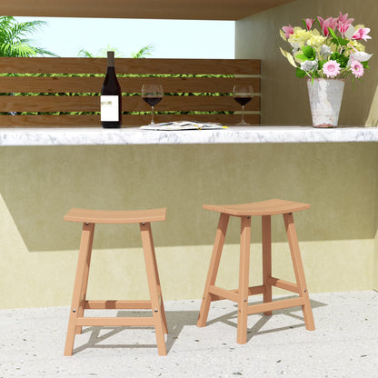 WestinTrends Malibu HDPE Outdoor Patio 24" Bar Stool Saddle Seat (Set of 2), Dark Brown