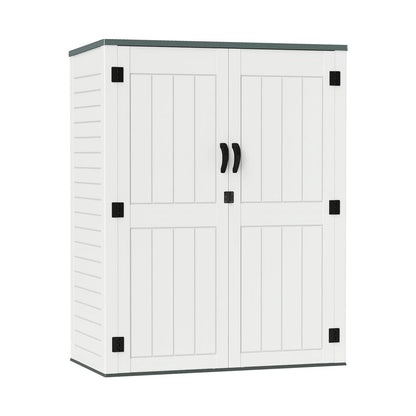 ZYJOYY 60 Cu.Ft Large Outdoor Shed with Floor, Lockable & Waterproof Patio Storage Cabinet for Garden Tools, Pool Supplies & Lawn Equipment, Grey