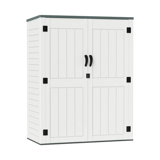 ZYJOYY 60 Cu.Ft Large Outdoor Shed with Floor, Lockable & Waterproof Patio Storage Cabinet for Garden Tools, Pool Supplies & Lawn Equipment, Grey
