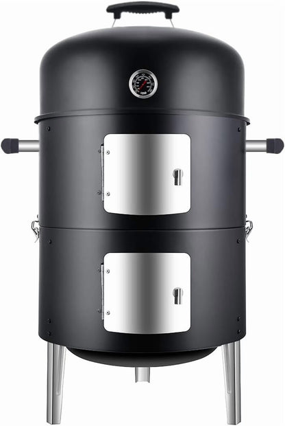 BBQ Charcoal Smoker for Meat: 16 Inch Heavy Duty 4 In 1 BBQ Charcoal Grills - Vertical Barbecue Smokers Grill Combo for Outdoor Cooking Patio Backyard Picnic Party Grilling
