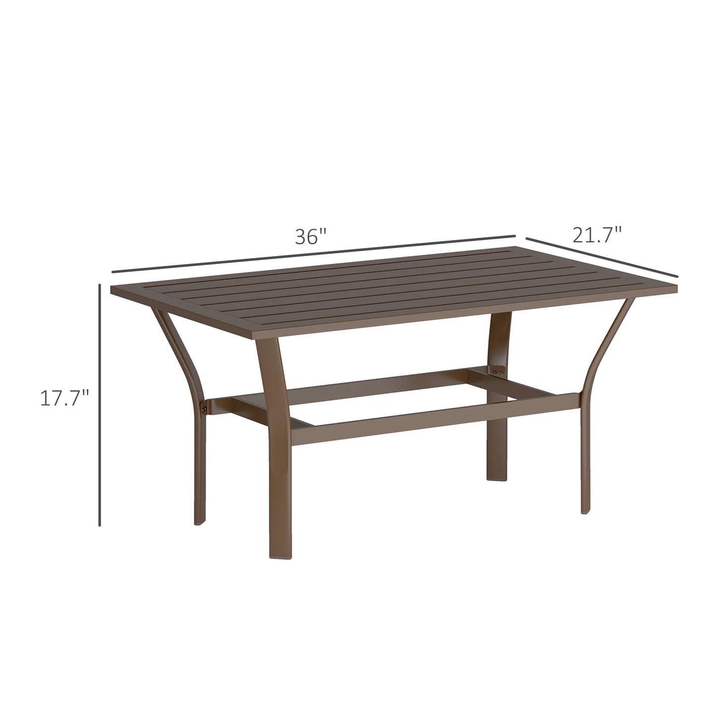 Outsunny Outdoor Coffee Table, All-Weather Rectangle Patio Coffee Table with Slatted Tabletop for Outside, Patio, Brown