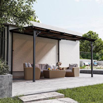 Aoxun 8' x 5' Gazebo for Patio, Gazebo Pergola with Sloped Roof, Grill Gazebo Large Wall-Mounted Heavy Duty Awnings, for Backyard, Deck, Patio