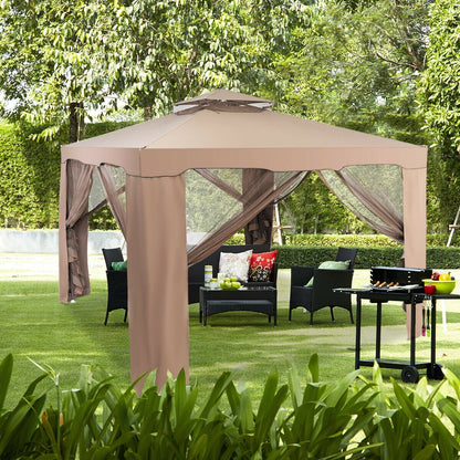 Gymax 10'x 10' Canopy Gazebo Shelter W/Mosquito Netting Outdoor Patio Beige