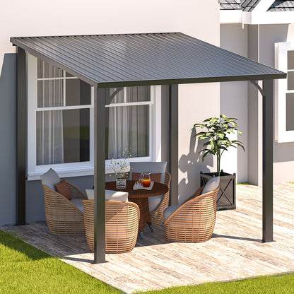 AECOJOY 10' x 12' Hardtop Gazebo, Heavy Duty Outdoor Gazebo with Galvanized Steel Sloping Roof, All Weatherproof Metal Gazebo Featuring Vertical Stripes for Patio, Backyard, and Lawns