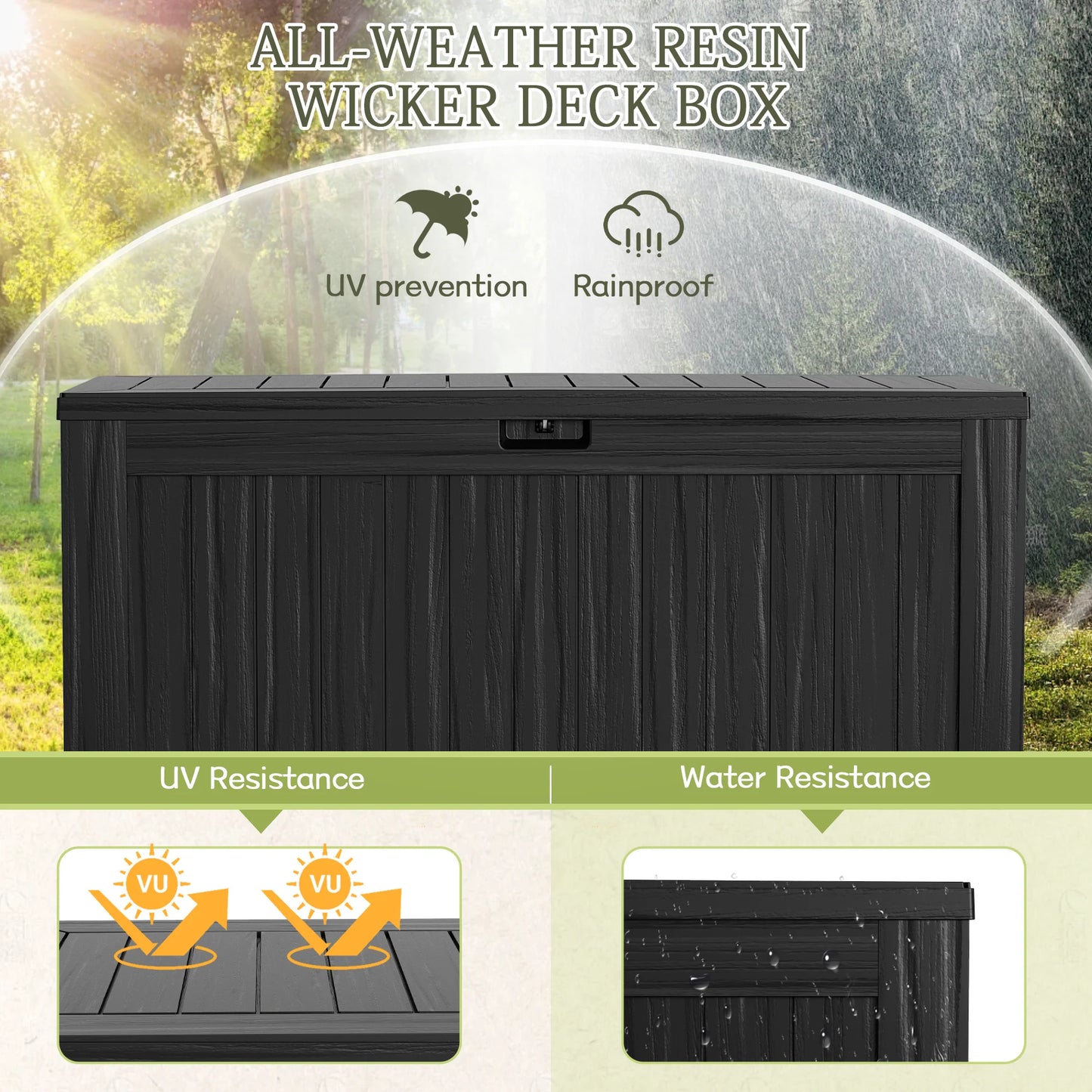Homall 120 Gallon Outdoor Patio Box Deck Plastic Resin Storage Box Backyard, Black