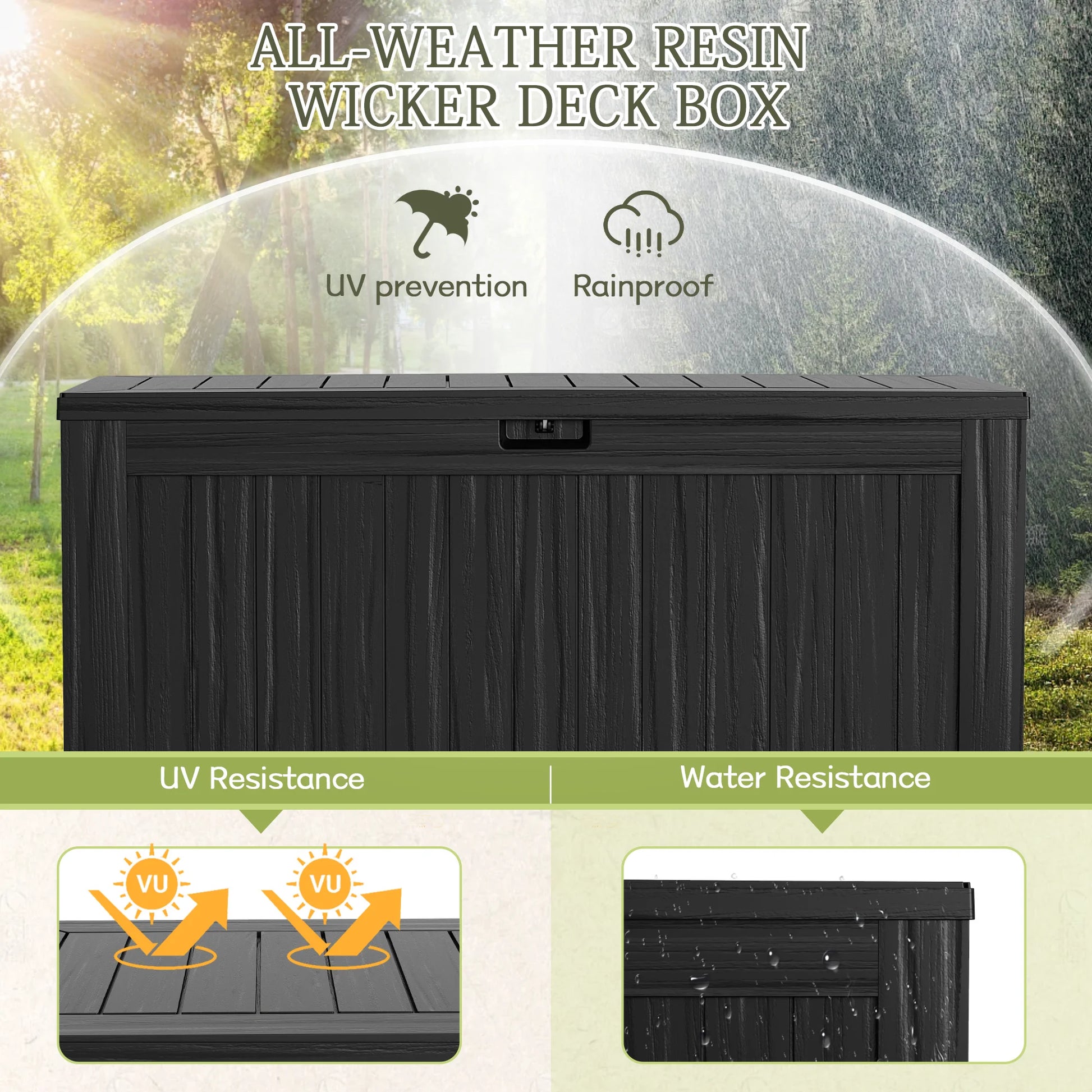 Homall 120 Gallon Outdoor Patio Box Deck Plastic Resin Storage Box Backyard, Black