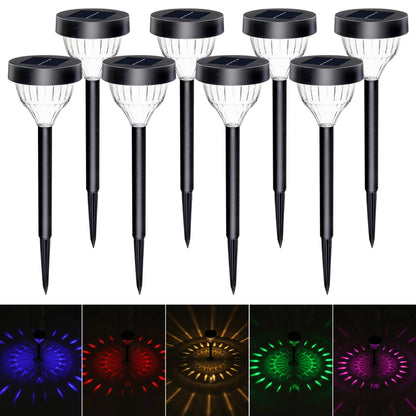 ThorFire 8Pack Solar Pathway Lights, LED Path Light Garden Lights Auto-on/off 5 Pattern Waterproof Solar Landscape Lights for Lawn Patio Yard Garden(Warm Light)