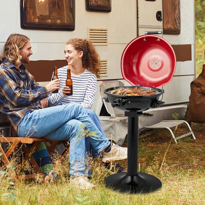 Aimee Lii 1600W Portable Electric BBQ Grill with Removable Non-Stick Rack, BBQ Grill for Outdoor Cooking Kitchen, Garden and Patio Backyard Barbecue-Black & Red