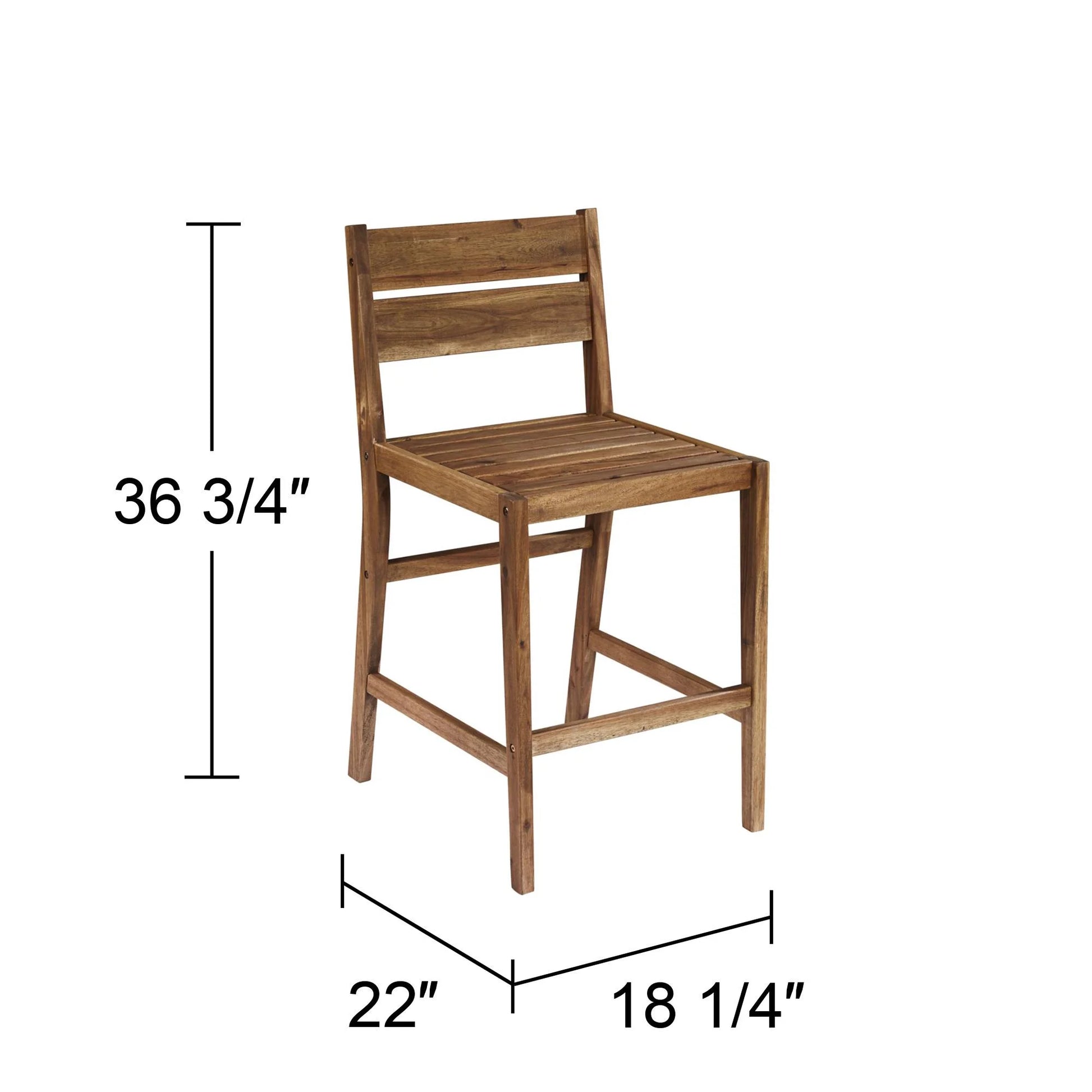 Teal Island Designs Wood Outdoor Bar Stools 24" Set of 2 High Farmhouse Rustic with Ladder Backrest Footrest for Kitchen Counter Island Patio Garden