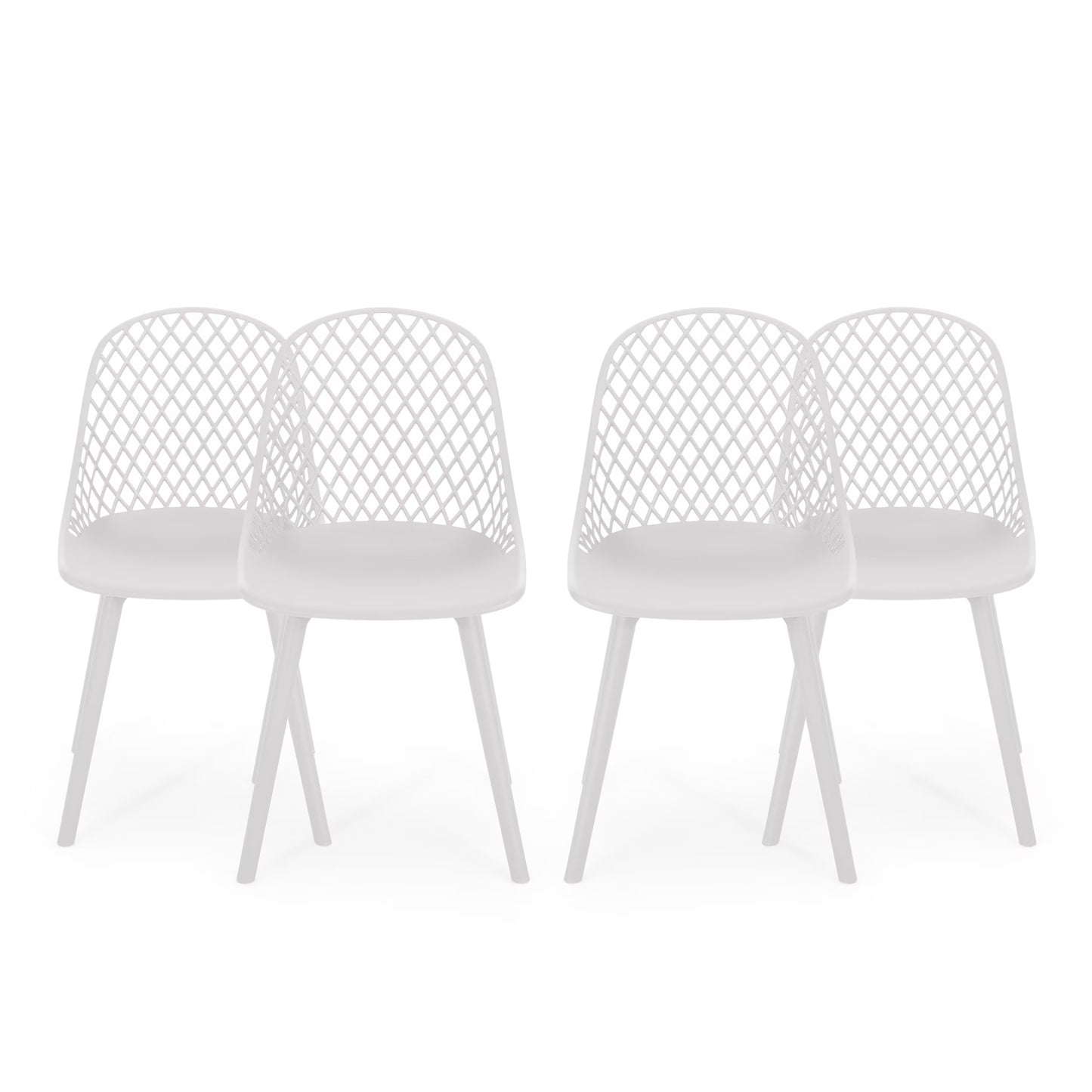 Noble House Lily Plastic Patio Dining Side Chair in White (Set of 4)