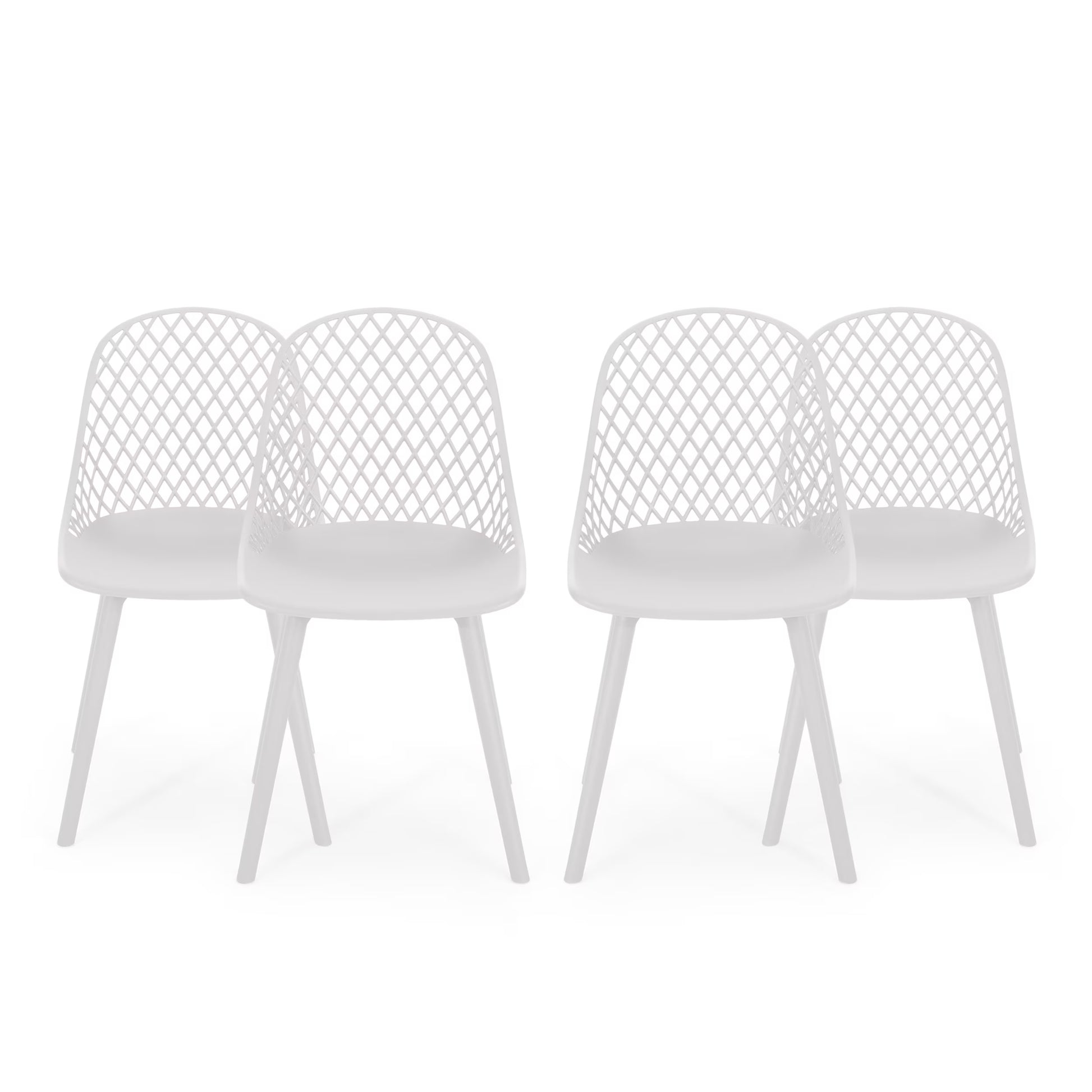 Noble House Lily Plastic Patio Dining Side Chair in White (Set of 4)