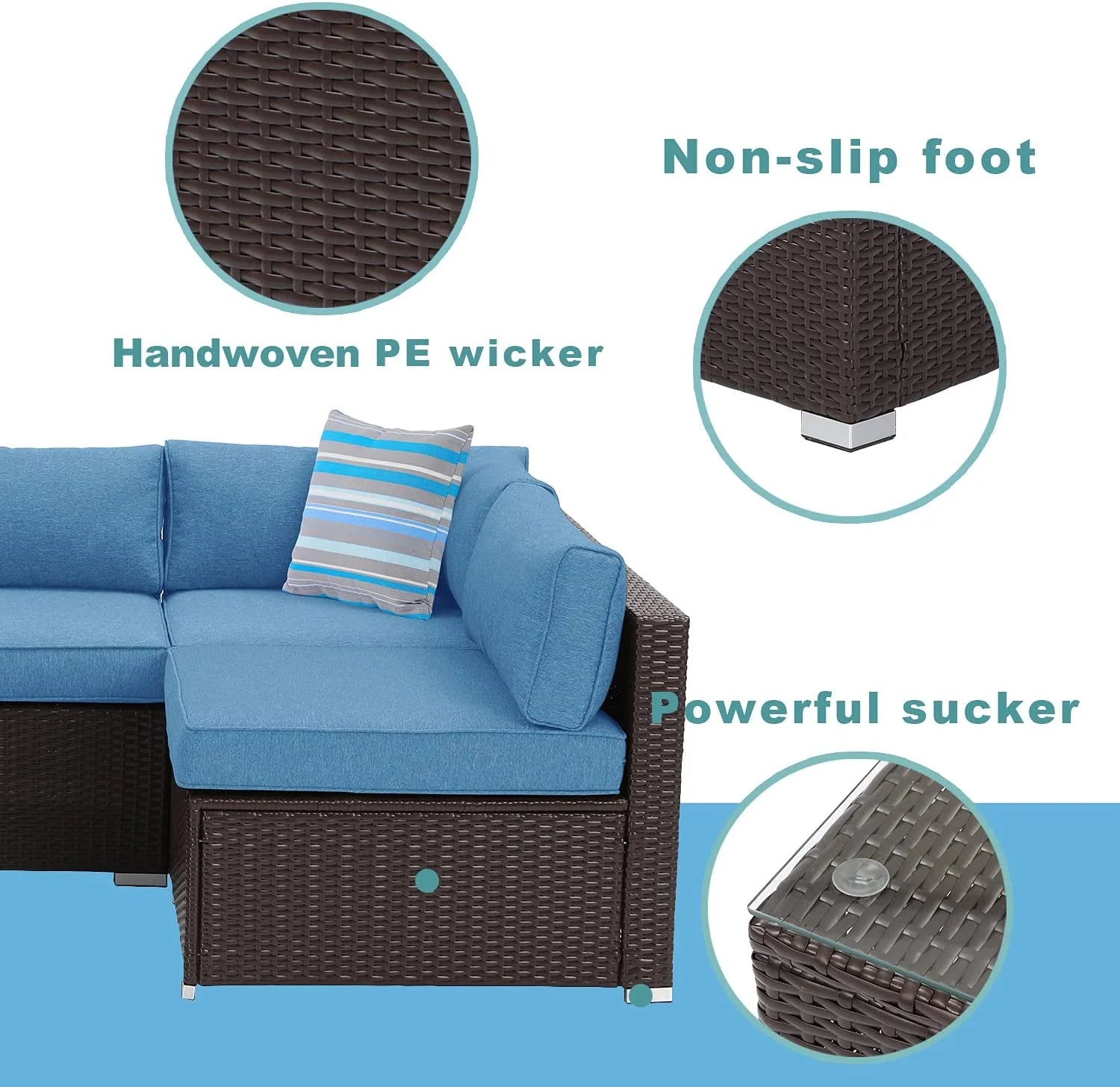 COSIEST 7-Piece 6-Seats Outdoor Brown Wicker Patio Sectional Sofa Set with Coffee Table