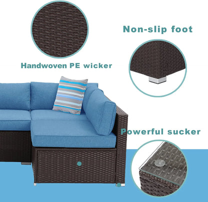 COSIEST 7-Piece 6-Seats Outdoor Brown Wicker Patio Sectional Sofa Set with Coffee Table