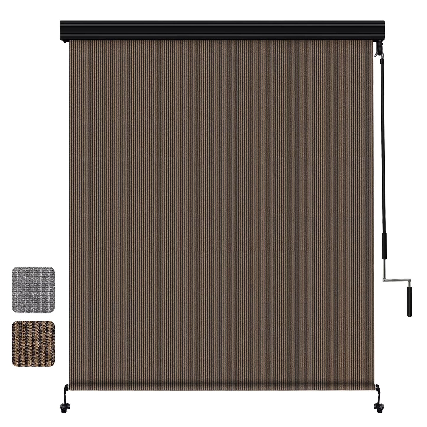 Shade& Beyond Premium Outdoor Roller Shade, Patio Roll Up Blinds with Valance, 6X6FT, Mocha