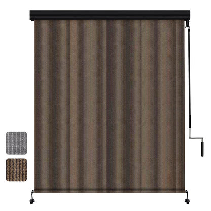 Shade& Beyond Premium Outdoor Roller Shade, Patio Roll Up Blinds with Valance, 6X6FT, Mocha
