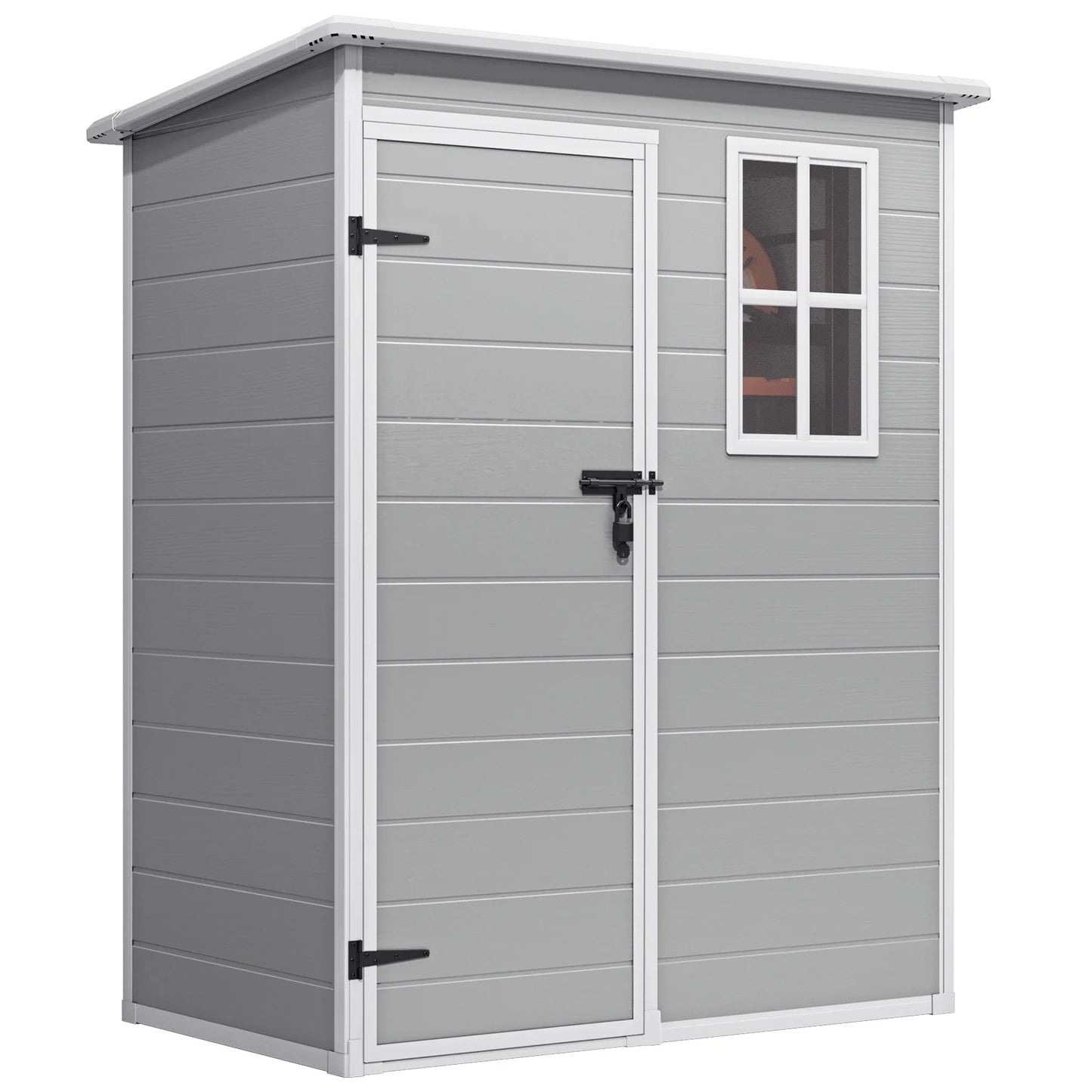 Lofka 6 x 4 FT Galvanized Metal Outdoor Storage Shed with Double Lockable Doors and Air Vents for Patio, Garden, Backyard, Lawn, Dark Gray
