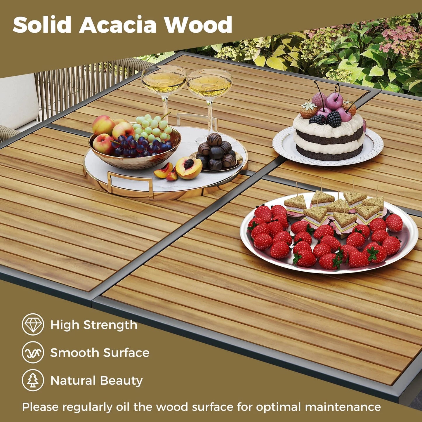 Costway 5 Pieces Patio Dining Set Outdoor Rectangular Table and Chairs Furniture Set