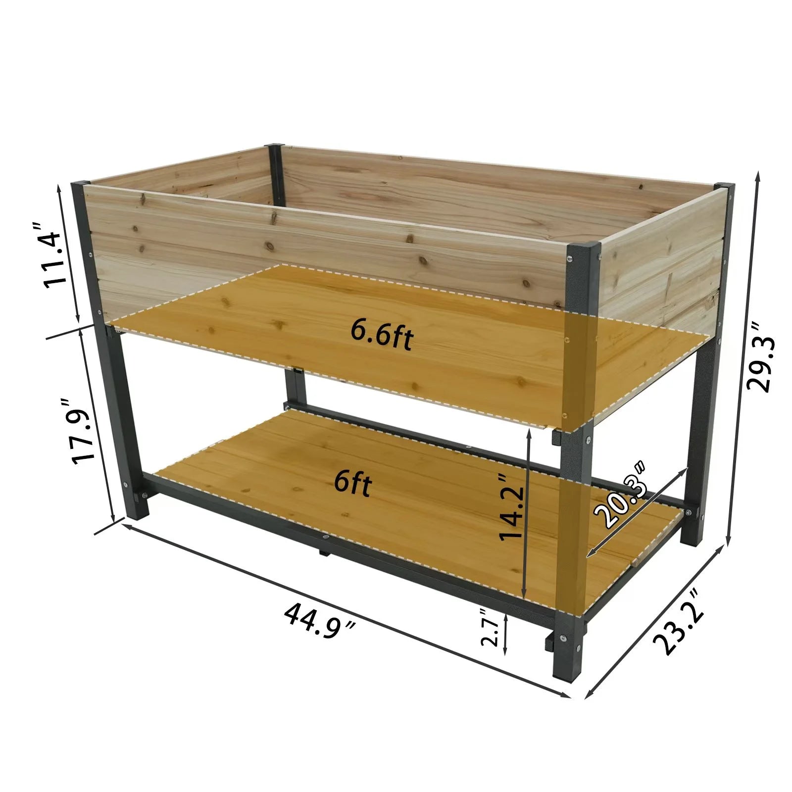 Durable Raised Garden Bed with Iron Frame and Solid Wood Panels, Elevated Planter Box for Patio, Balcony, Outdoor Gardening