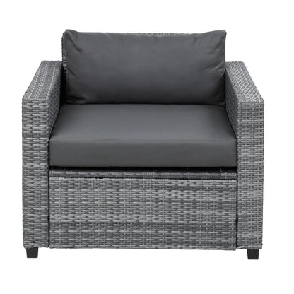 8 Piece Patio Outdoor Furniture Set, PE Rattan Sectional Sofa Set with 2 Tea Tables, Ottoman & Washable Cushions, All-Weather Wicker Conversation Couch Set for Patio, Deck, Garden, Backyard, K2460