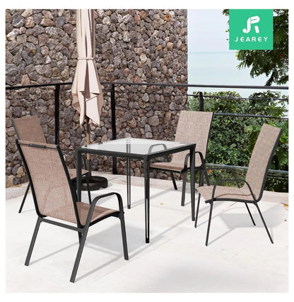 Patio Dining Chairs Set of 4, Outdoor Stackable Dining Furniture Set, All Weather Dining Set for Lawn, Garden, Backyard, Poolside, Black
