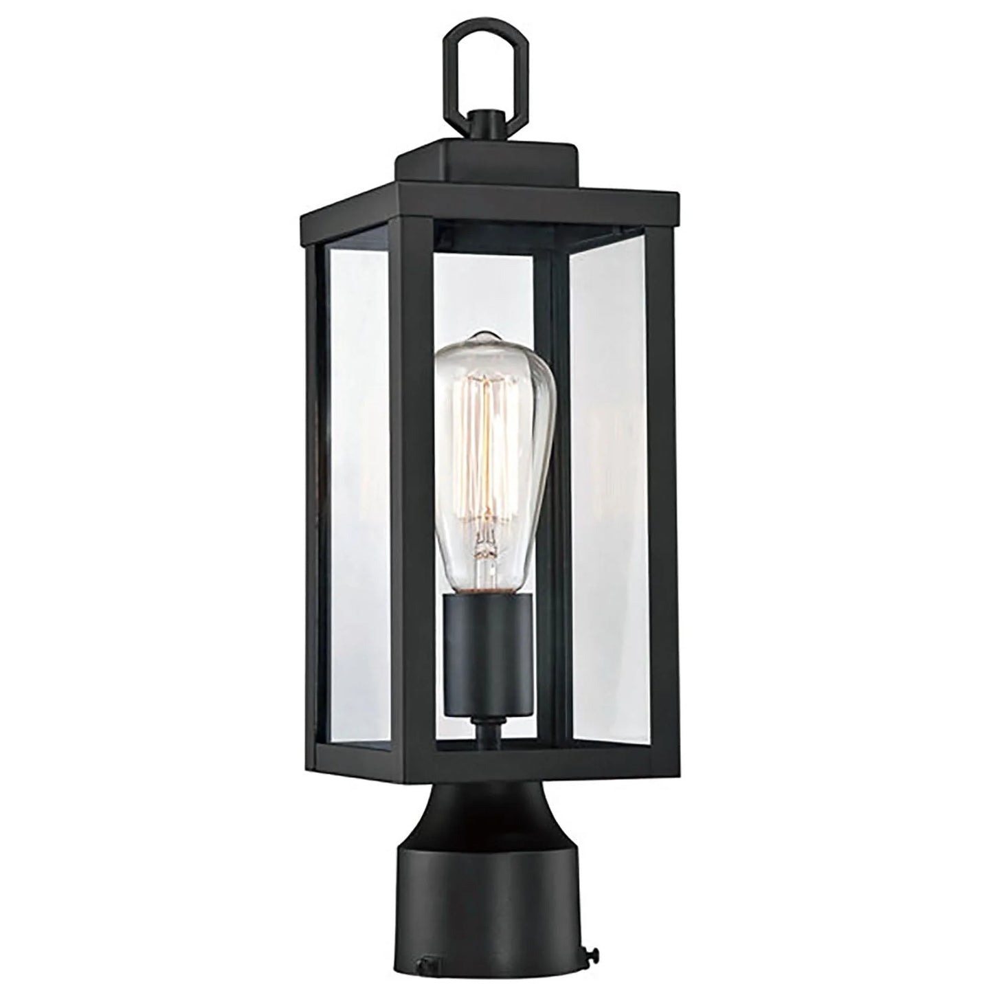 UIXE Outdoor Post Light, Lamp Pole Lantern, Matte Black Exterior Porch Fixtures for Fence Pathway Walkway Patio Lawn Yard
