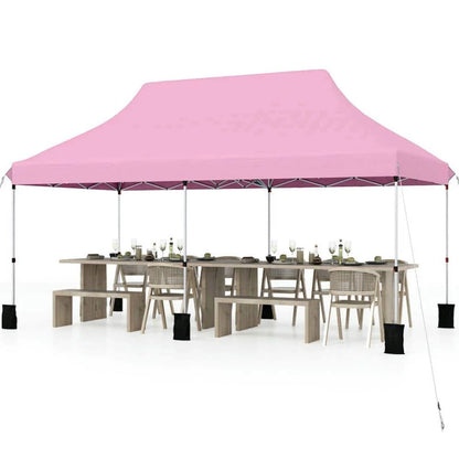 Spaco 10 X 20 FT Pop up Canopy Tent, Foldable and Portable Canopy with Carry Bag for Patio, Garden, Backyard, Pink
