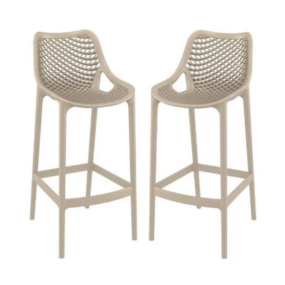 Home Square Polypropylene Patio Bar Stool in Taupe - Set of 2