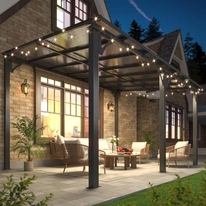 MUCHANT 10x8 FT Gazebo, Splicable Wall Mounted Gazebo & Pergola with Aluminum Frame, Awnings for Patio, for Backyard, Deck, Gray