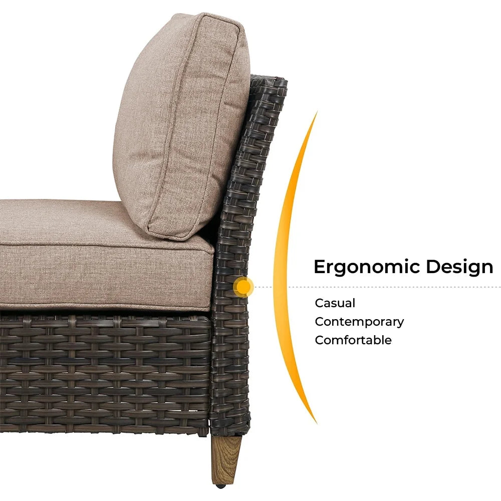 Grand Patio Outdoor Furniture, Patio Wicker Sectional Sofa Modular Furniture Set, Left Arm Sofa, Beige
