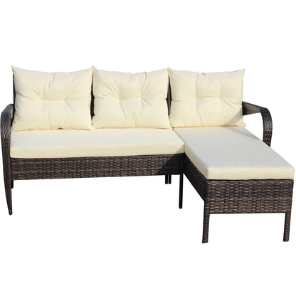Tappio 4-Seat Patio Furniture Sets All Weather Outdoor Sectional Patio Sofa Manual Weaving Wicker Rattan Patio Seating Sofas with Cushion