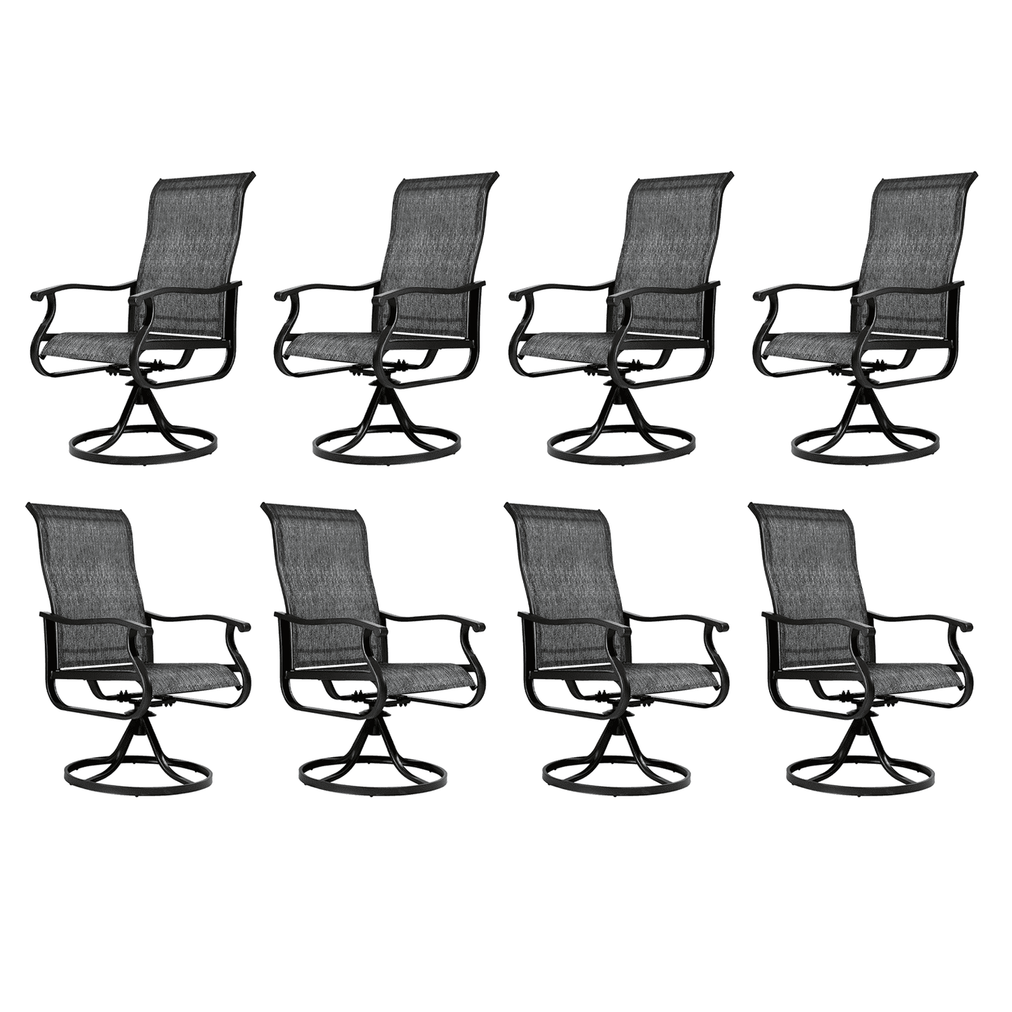Patio Swivel Chairs Set of 2, Outdoor High Back Rocker Dining Chairs with All-Weather Textilene Mesh and Metal Frame, Comfortable Swivel Chairs for Patio, Garden, Deck, and Backyard (Beige)
