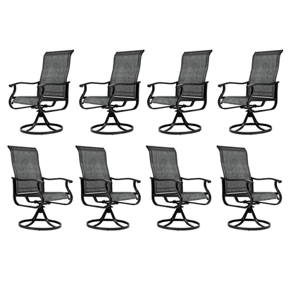 Patio Swivel Chairs Set of 2, Outdoor High Back Rocker Dining Chairs with All-Weather Textilene Mesh and Metal Frame, Comfortable Swivel Chairs for Patio, Garden, Deck, and Backyard (Beige)