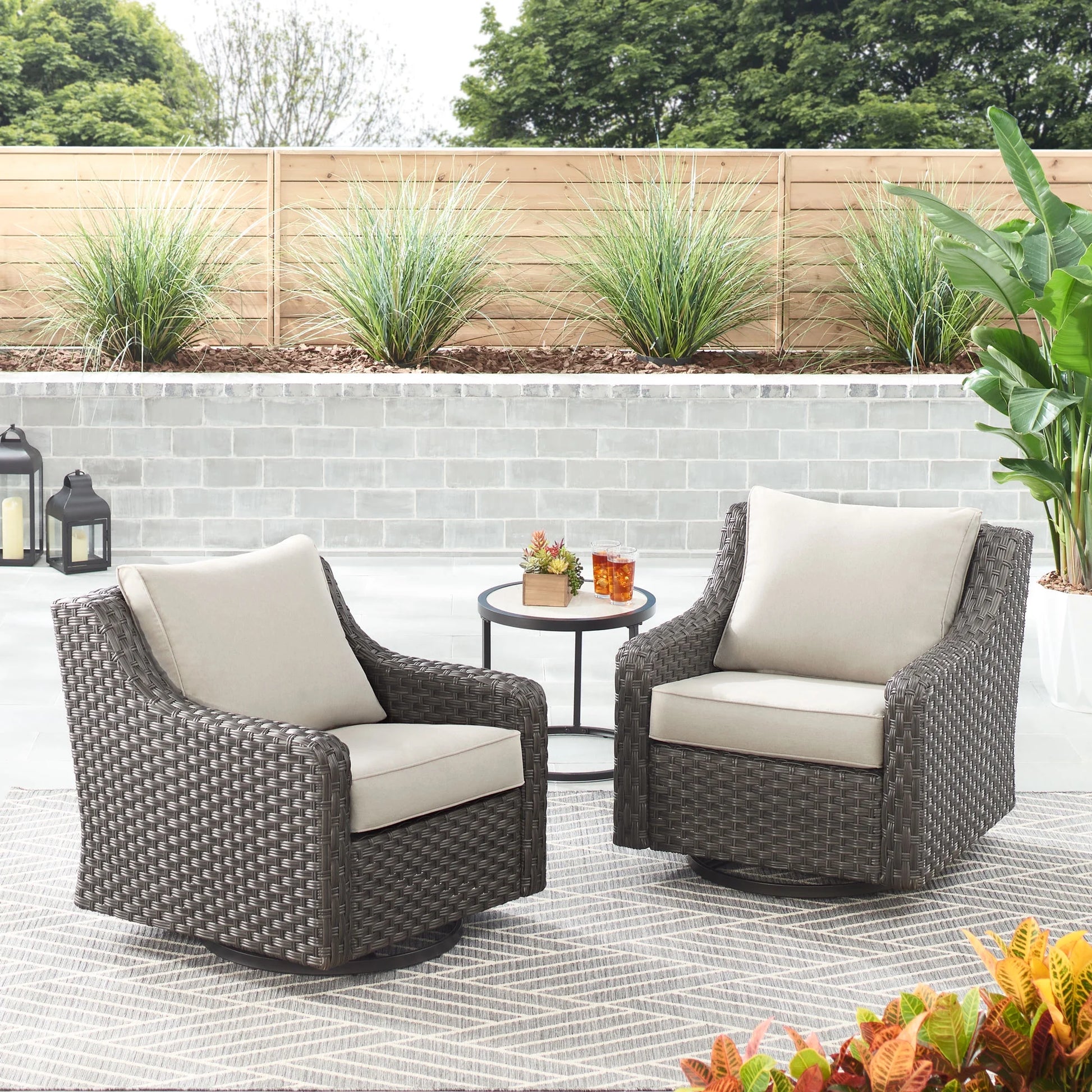 Better Homes & Gardens River Oaks Outdoor 5-Piece Wicker Conversation Set with Patio Cover, Dark Brown
