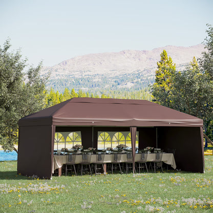 Outsunny 10' x 20' Pop Up Canopy Tent with 4 Sidewalls, Heavy Duty Tents for Parties, Outdoor Instant Gazebo with Carry Bag, for Outdoor, Garden, Patio, Blue