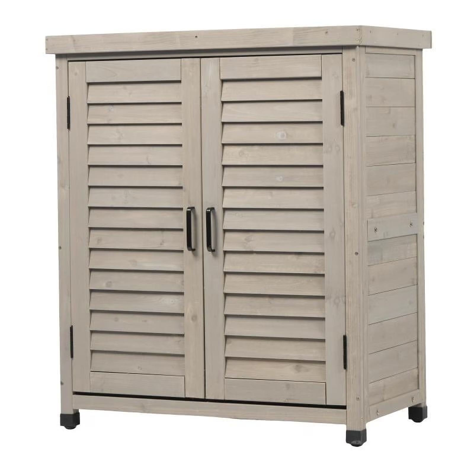 Potting Bench with Storage Cabinet and Metal Table Top for Outdoor Patio, Garden Furniture Wood Workstation Grey 31.5x17x36''