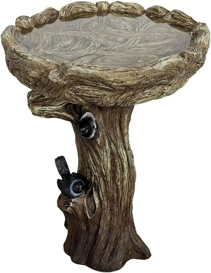 24.4" H Cement Bird Bath for Garden- Fibre Reinforced Concrete Bird Baths for Outdoors, Large Size Vintage Carved Pedestal Birdbath for Patio, Yard, Lawn -20 in. Dia. X 24.4 in. H Bird Fountain