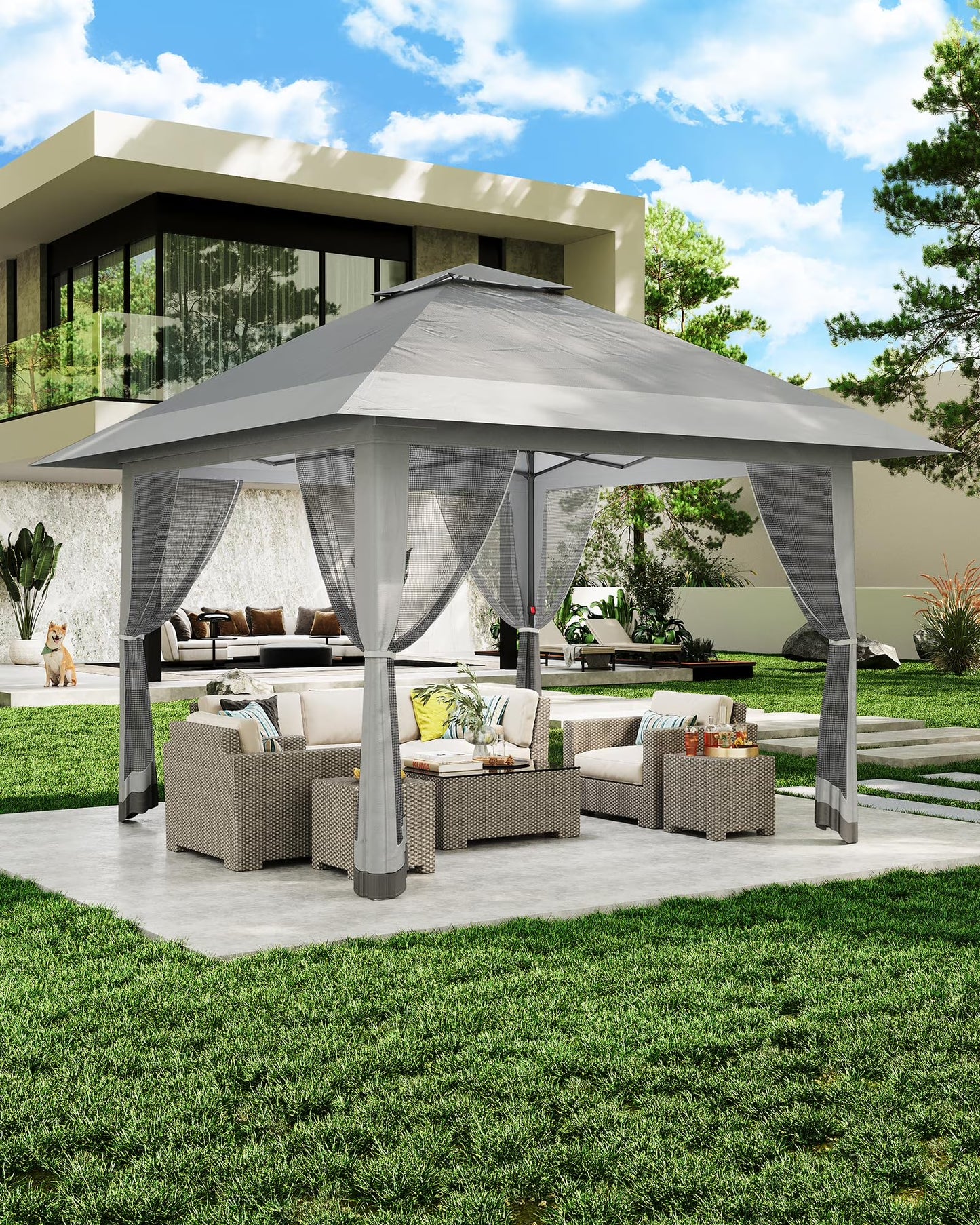 Accreate 13' X 13' Outdoor Patio Gazebo,Outdoor Canopy Tent with Mosquito Netting,Backyard Tent for Party, Wedding, Outdoor Dining, Patio, Backyard