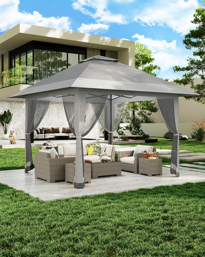 Accreate 13' X 13' Outdoor Patio Gazebo,Outdoor Canopy Tent with Mosquito Netting,Backyard Tent for Party, Wedding, Outdoor Dining, Patio, Backyard