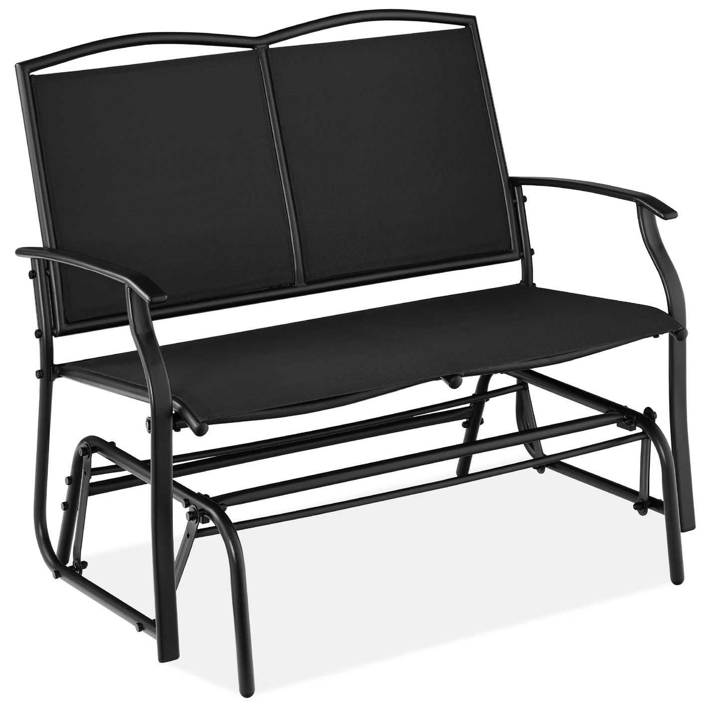 Best Choice Products 2-Person Outdoor Swing Glider, Steel Patio Loveseat, Bench Rocker w/Armrests - Gray