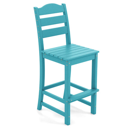 Costway Outdoor HDPE Bar Stool Patio Tall Chair Backrest Footrest All Weather Gray
