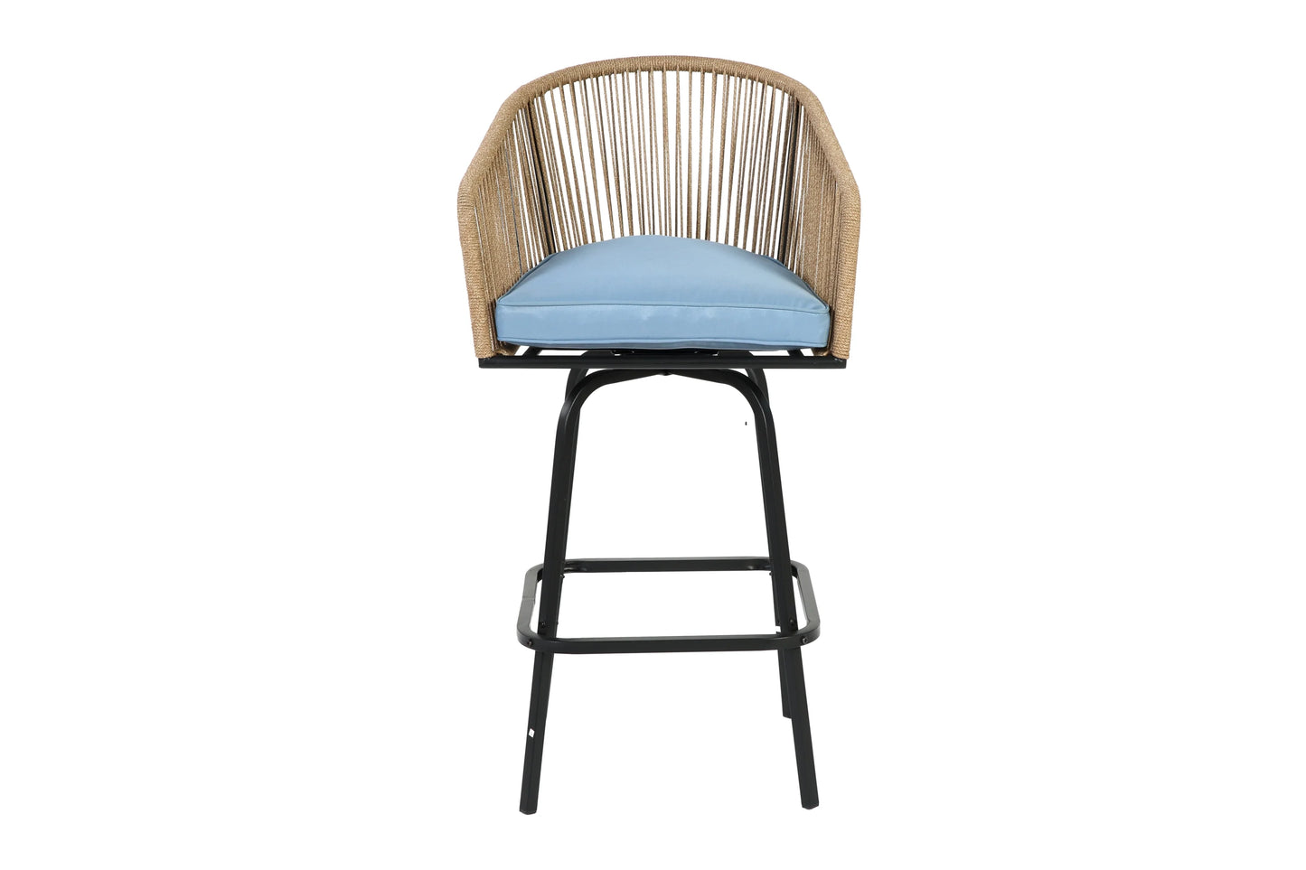MOONMISS Outdoor Patio 360° Swivel All Weather Rattan Bar Stools(set of 2) with Backrest-Gray